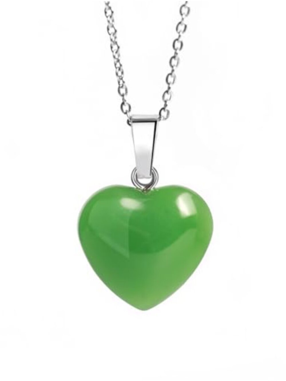 Handmade Green Aventurine Heart Crystal Pendant Necklace Healing Reiki Energy